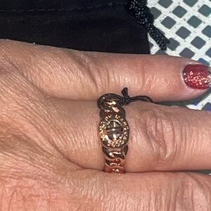 NWT Marc Jacobs Turnlock RoseGold Ring Size M/L